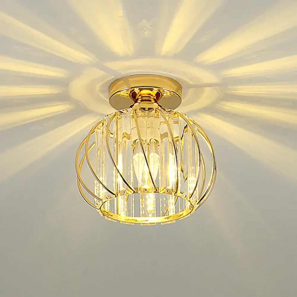 Modern gold crystal ceiling lamp for hallway and aisle decor