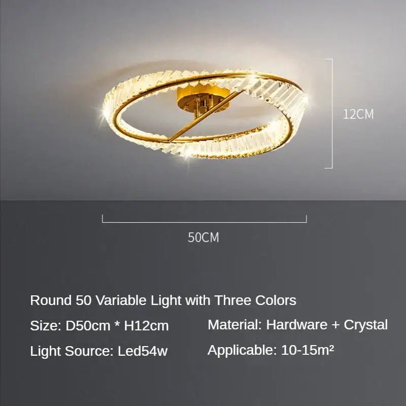 Modern gold ring crystal ceiling lamp dining room led light
