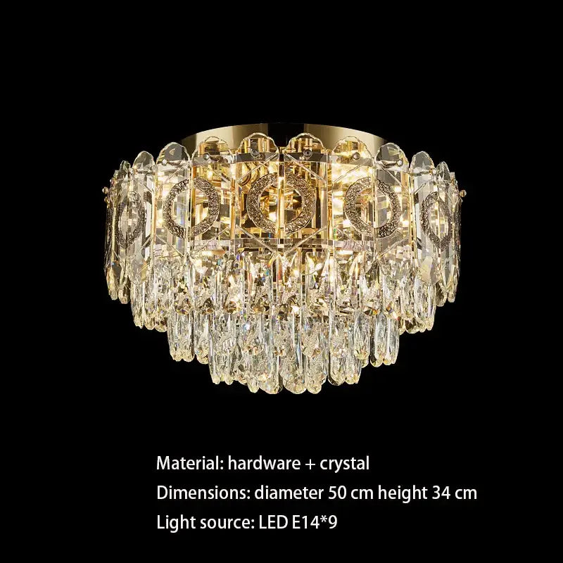 Modern golden crystal ceiling lamp for living room