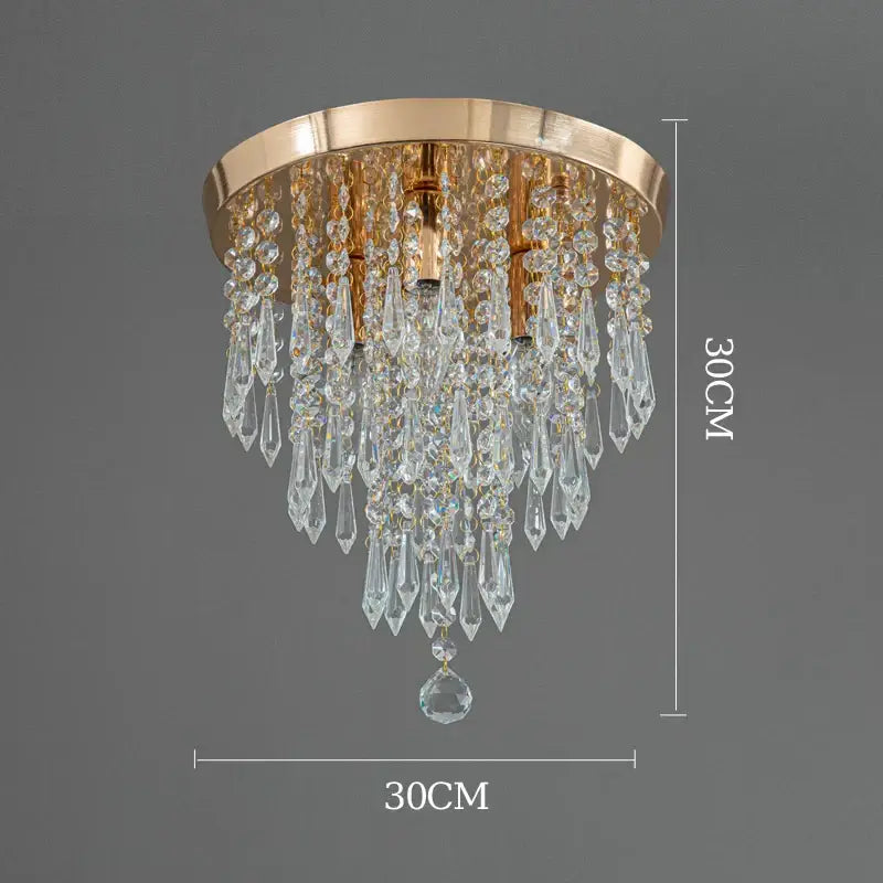 Elegant golden crystal ceiling light dining room teardrop chandelier