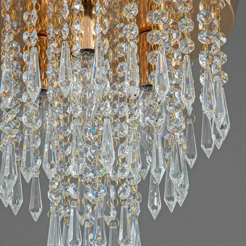 Elegant golden crystal ceiling light dining room teardrop chandelier