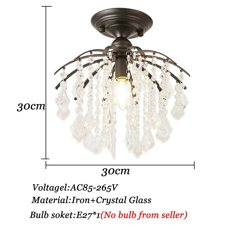 Modern black crystal ceiling light living room chandelier