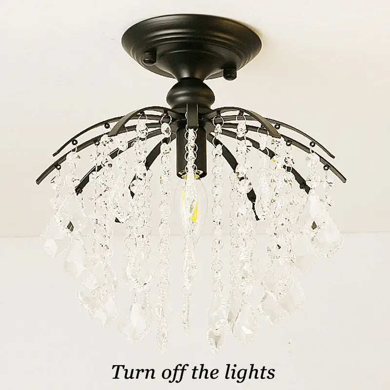 Modern black crystal ceiling light living room chandelier