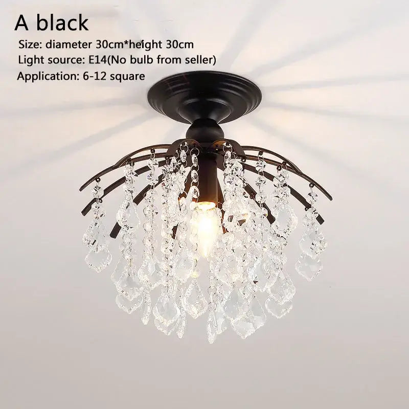 Modern black crystal ceiling light living room chandelier