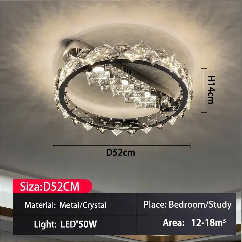 Modern chrome crystal ceiling light for living room led warmth