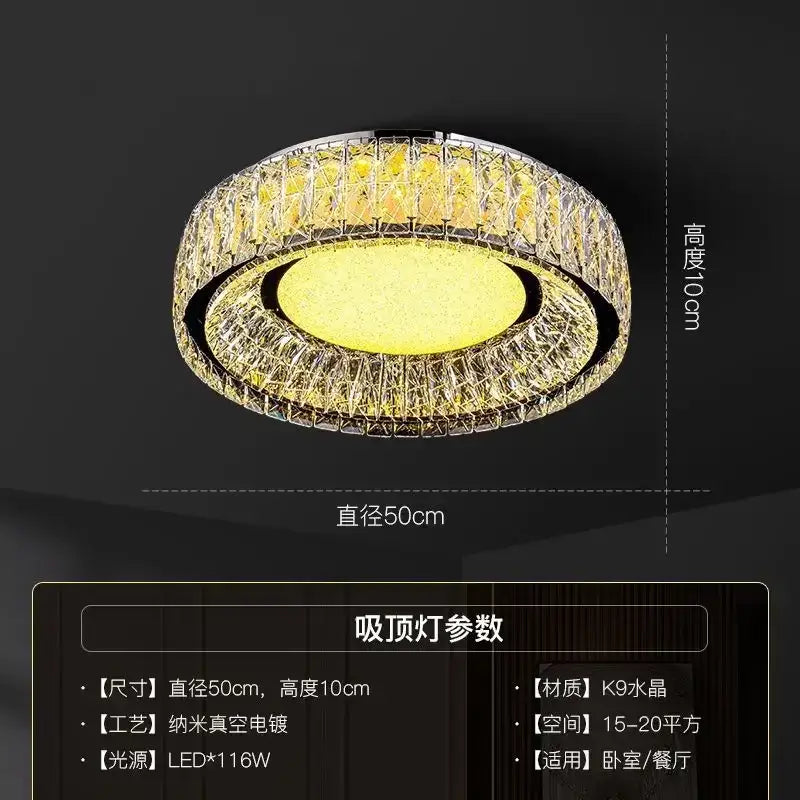 Modern luxury chrome crystal ceiling light for living room