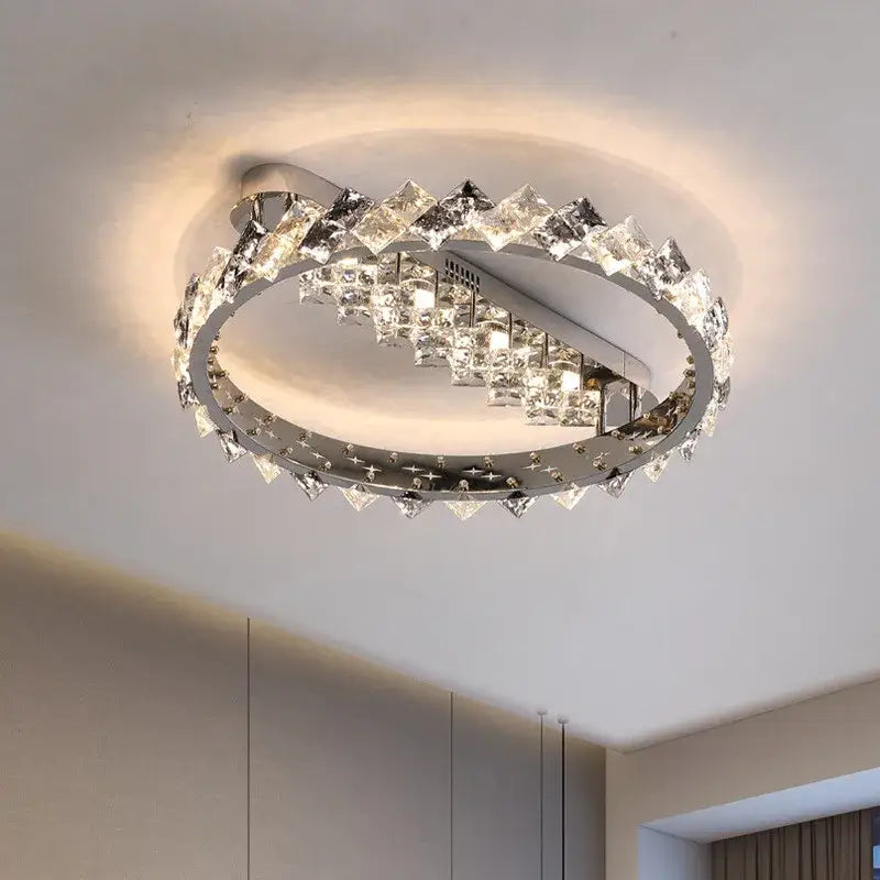 Modern chrome crystal ceiling light for living room