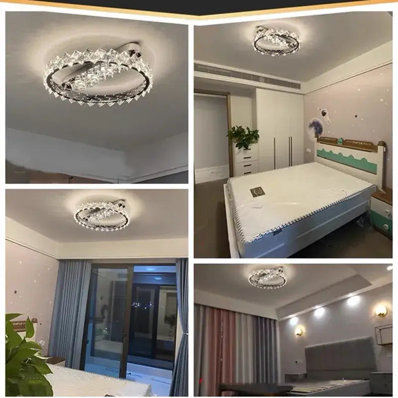Modern chrome crystal ceiling light for living room