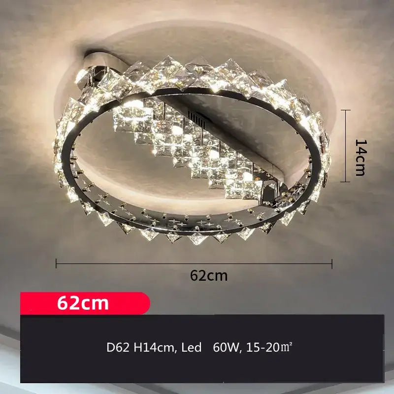 Modern chrome crystal ceiling light for living room