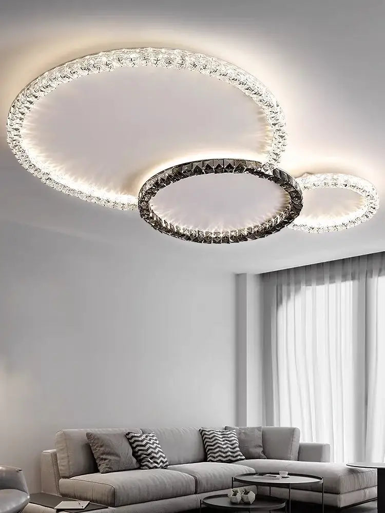 Modern 3 ring crystal ceiling lights led chandelier living room