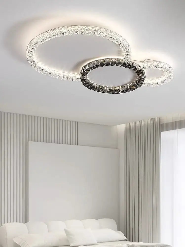 Modern 3 ring crystal ceiling lights led chandelier living room