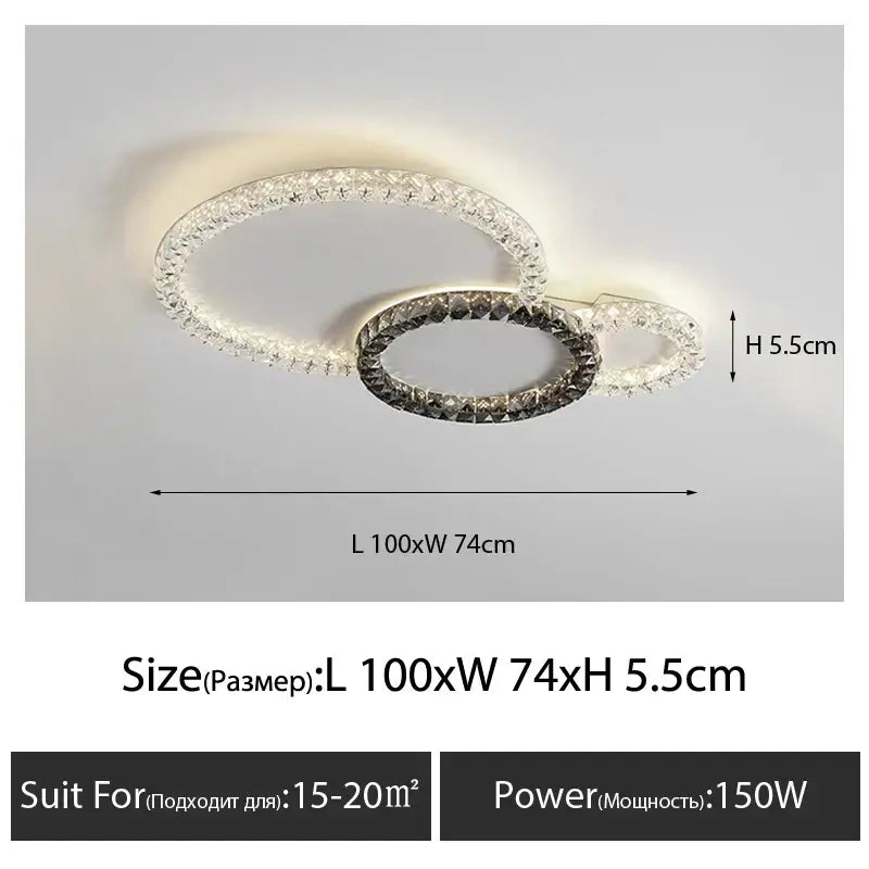 Modern 3 ring crystal ceiling lights led chandelier living room