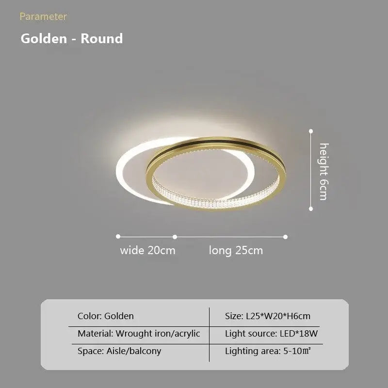 Modern gold crystal ceiling light for bedroom and living room
