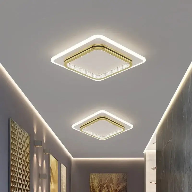 Modern gold crystal ceiling light for bedroom and living room