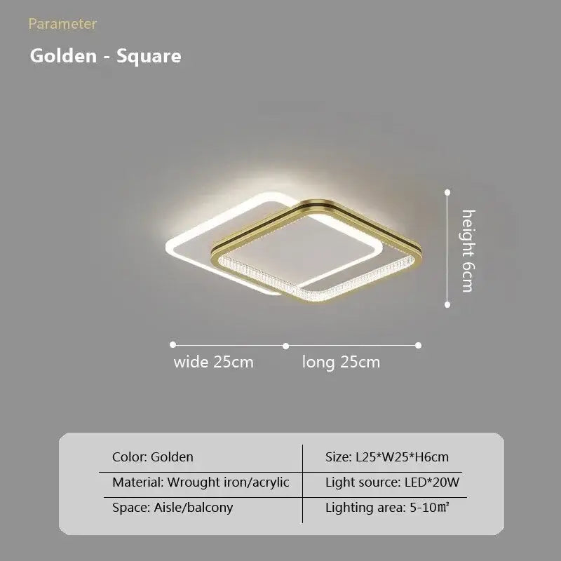 Modern gold crystal ceiling light for bedroom and living room