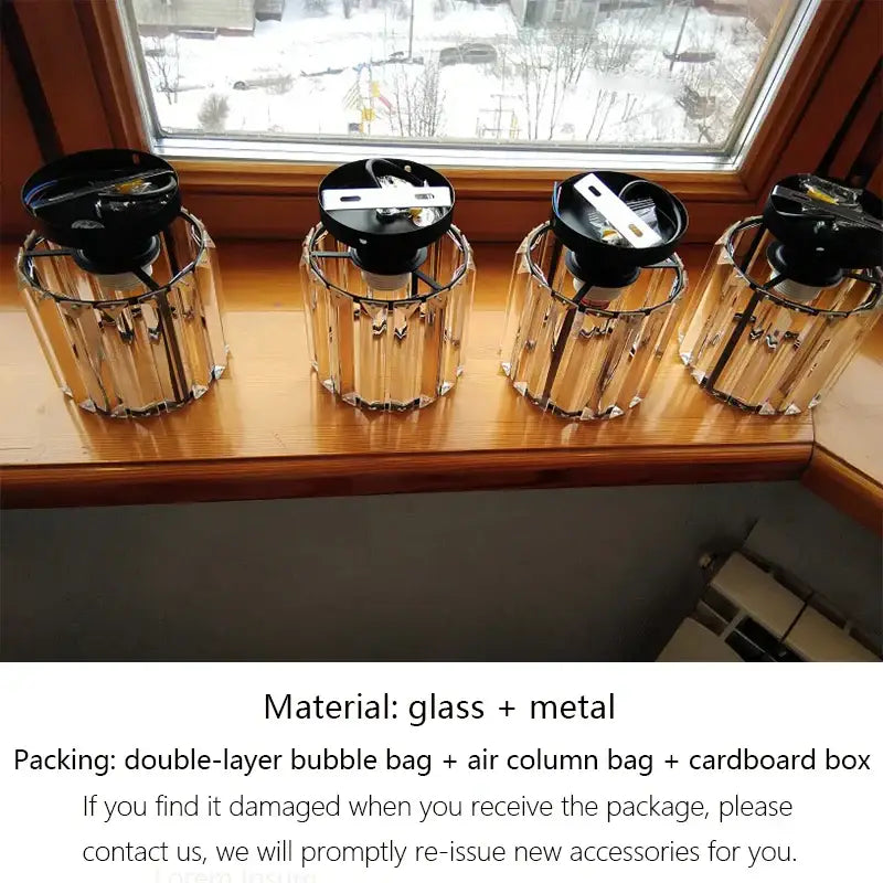 Modern black & gold crystal ceiling lights bedroom glass lamp