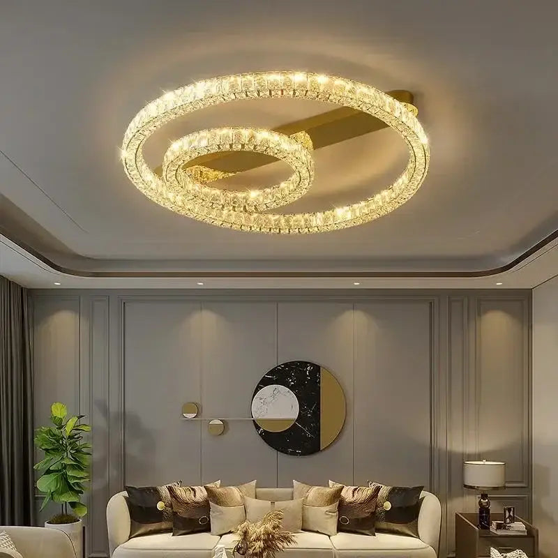 Modern golden spiral decorbites crystal ceiling lights living room