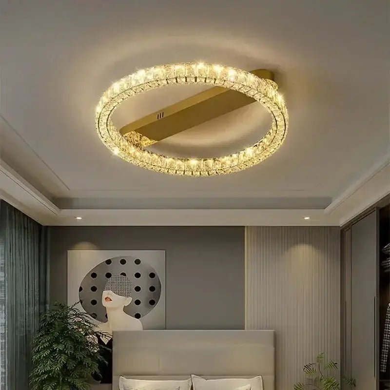 Modern golden spiral decorbites crystal ceiling lights living room