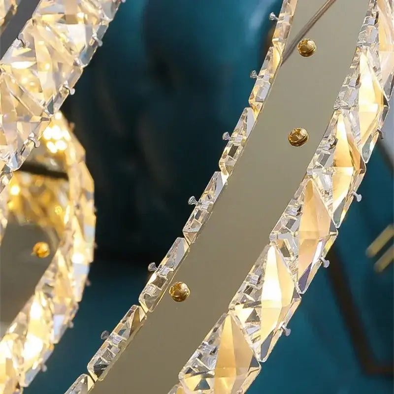 Modern gold multi ring crystal ceiling pendant light living room