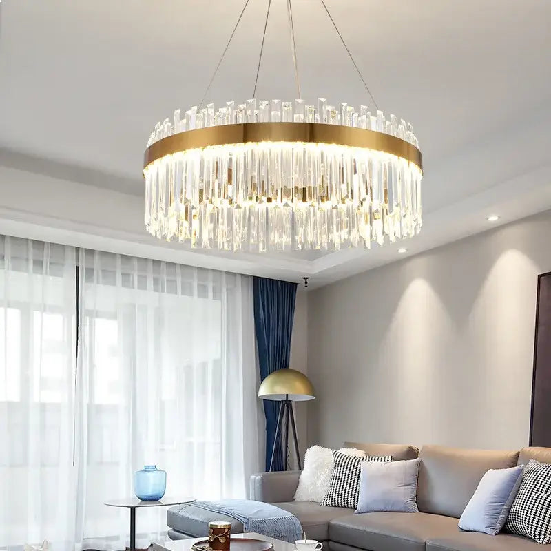 Modern gold crystal ceiling pendant light dining room chandelier