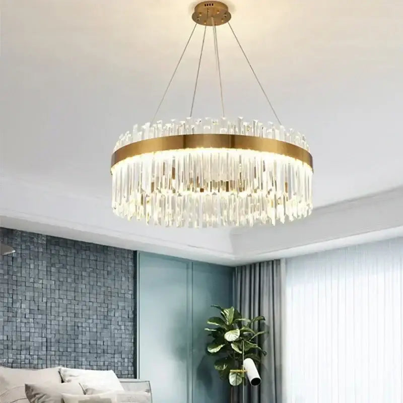 Modern gold crystal ceiling pendant light dining room chandelier
