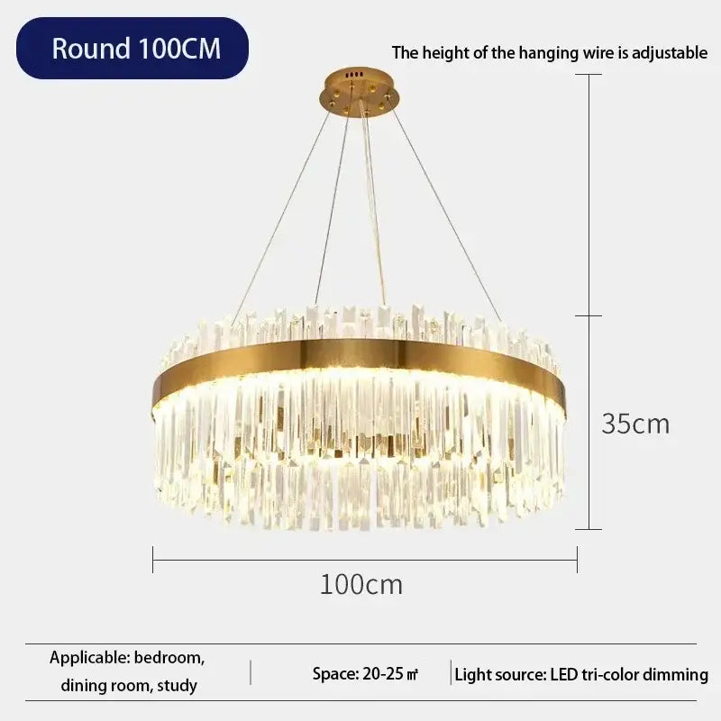Modern gold crystal ceiling pendant light dining room chandelier