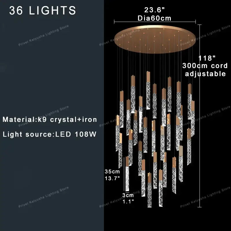 Modern copper crystal ceiling pendant light – dining room geometric glass