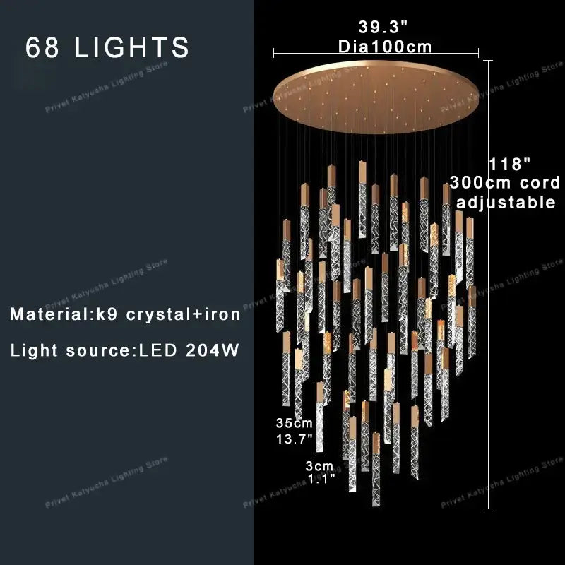 Modern copper crystal ceiling pendant light – dining room geometric glass