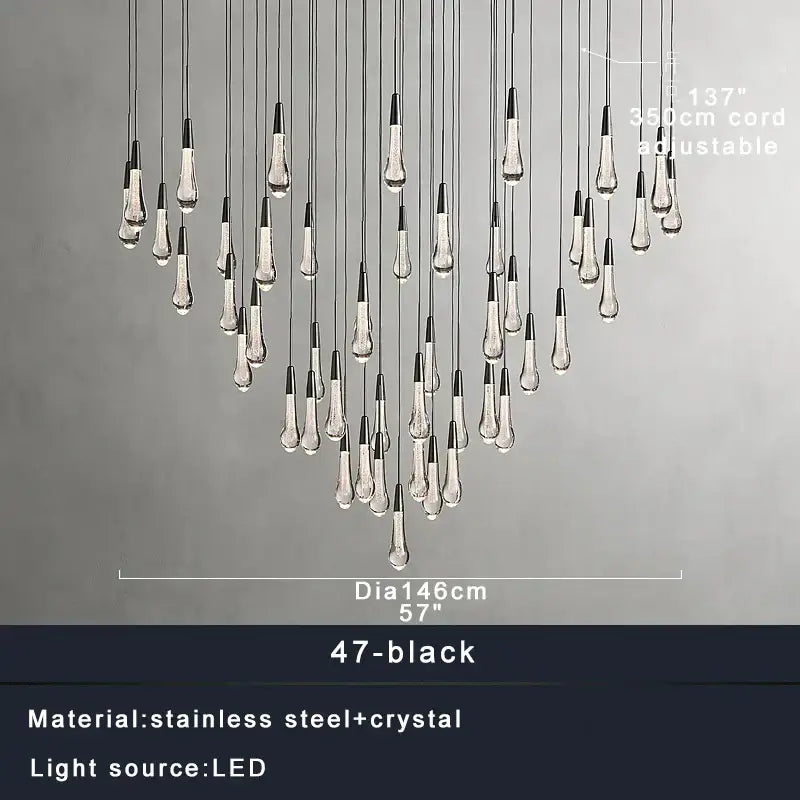 Modern crystal teardrop pendant lights for dining room