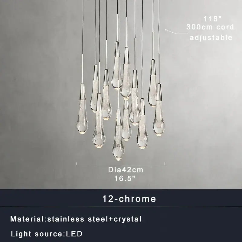 Modern crystal teardrop pendant lights for dining room