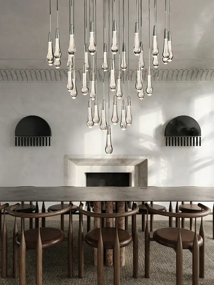 Modern crystal teardrop pendant lights for dining room
