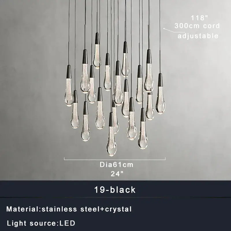Modern crystal teardrop pendant lights for dining room