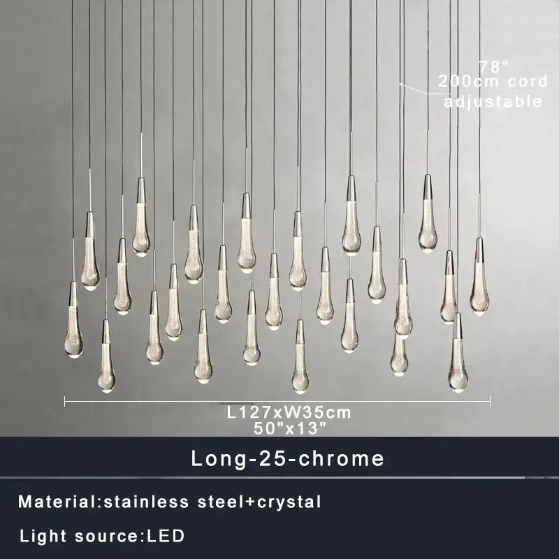 Modern crystal teardrop pendant lights for dining room