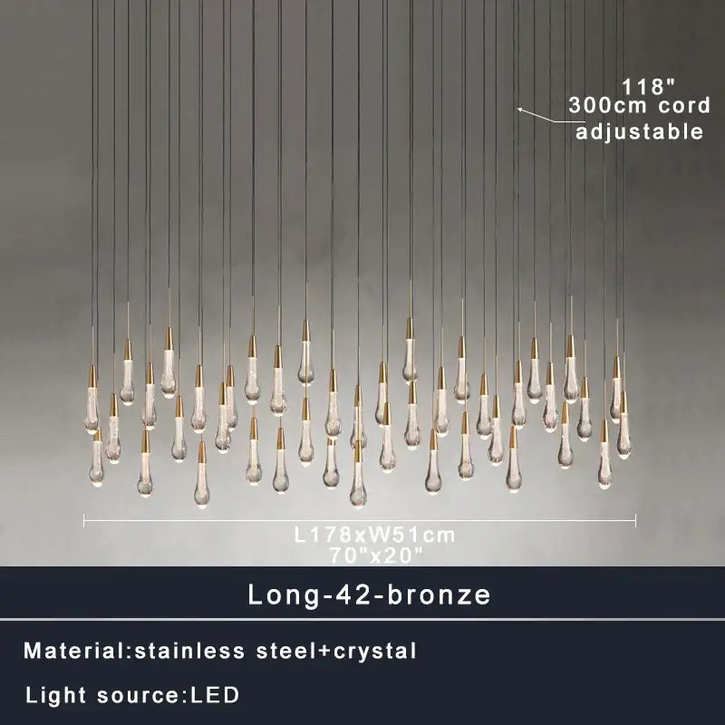 Modern crystal teardrop pendant lights for dining room