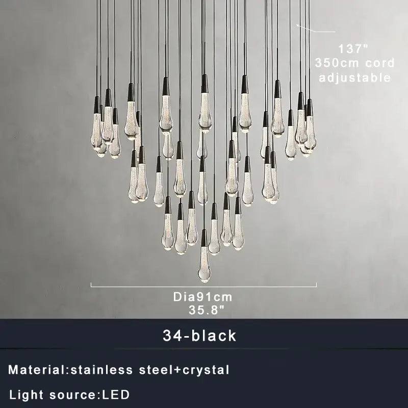 Modern crystal teardrop pendant lights for dining room