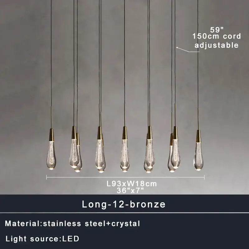 Modern crystal teardrop pendant lights for dining room