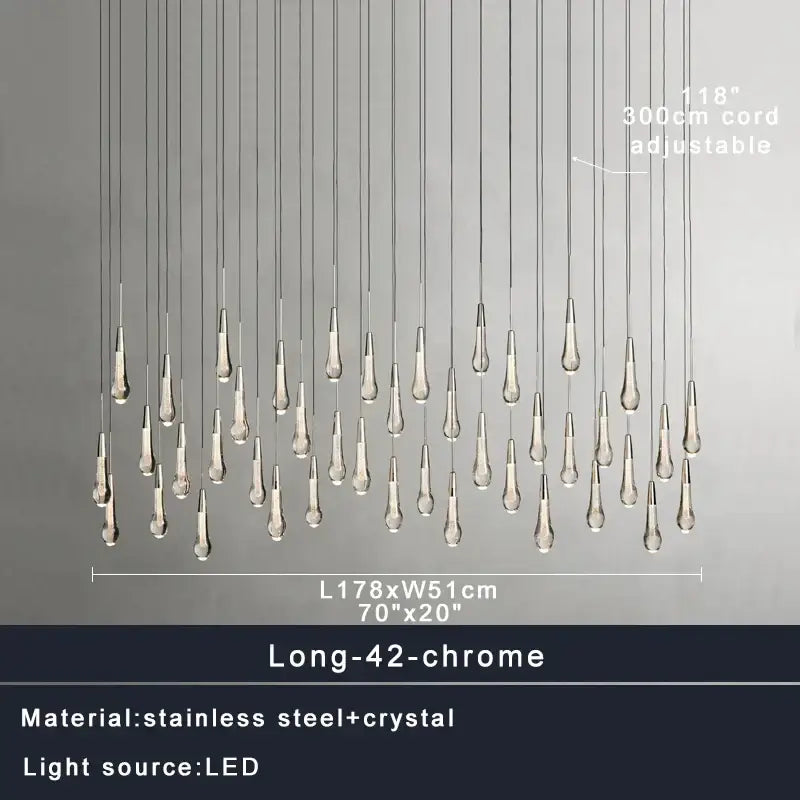 Modern crystal teardrop pendant lights for dining room