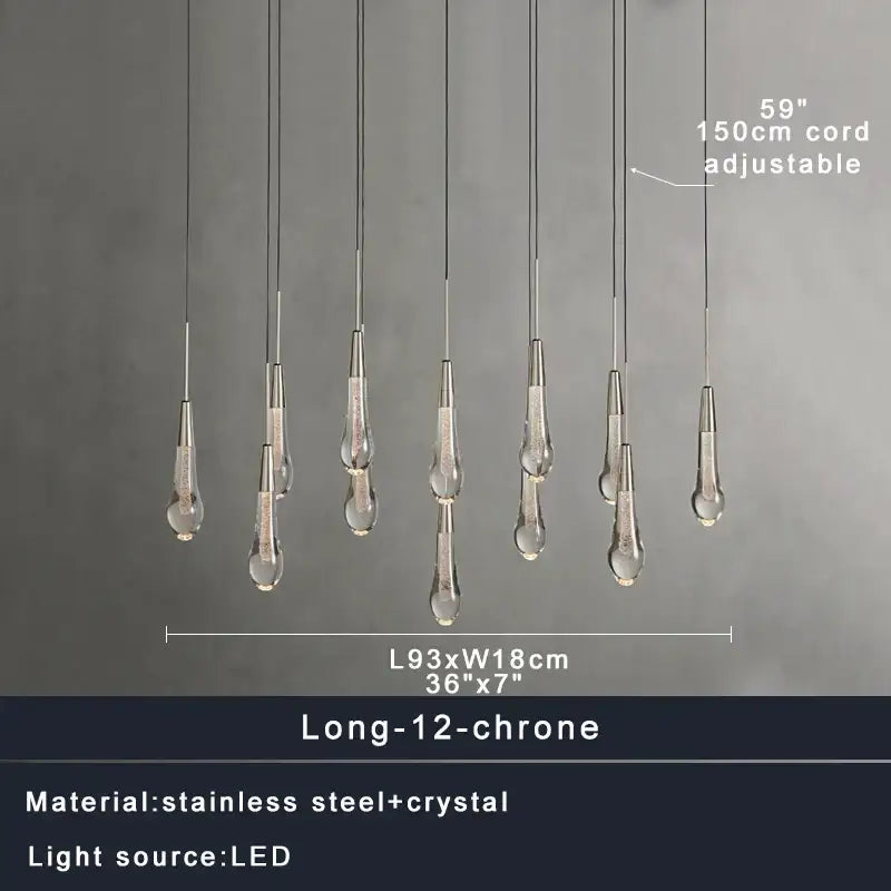 Modern crystal teardrop pendant lights for dining room