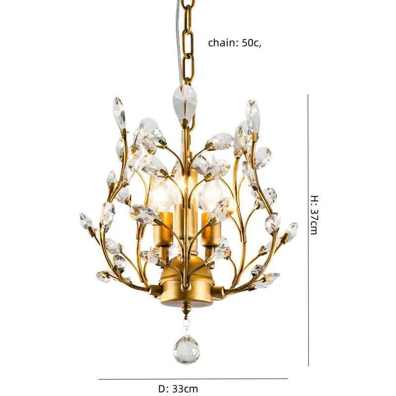 Rustic black crystal chain pendant chandelier for dining room