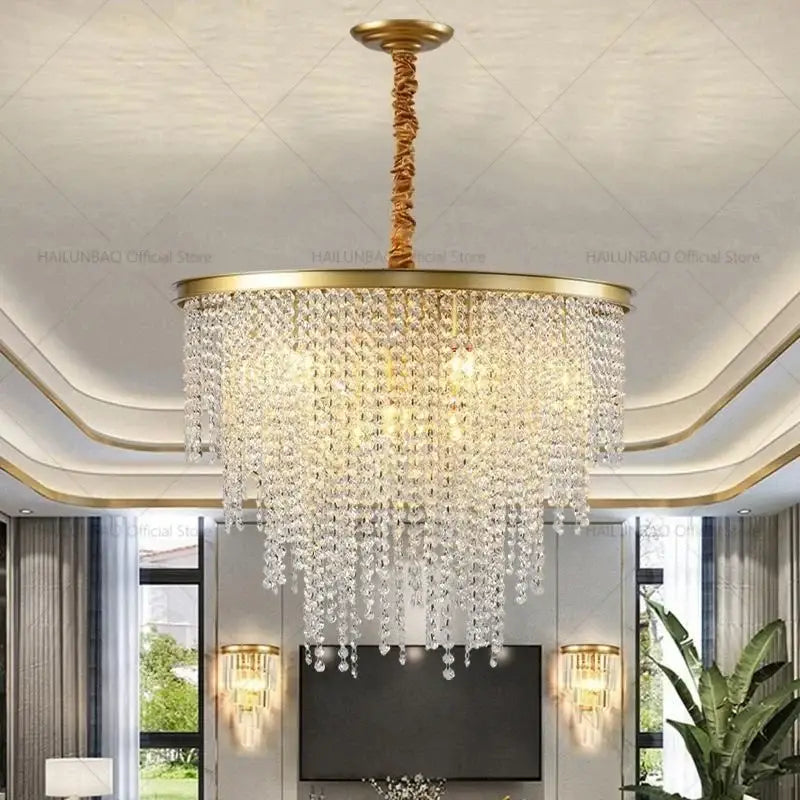 DecorBites™ Crystal Chandelier: 2024 Post-Modern Living Room Lighting