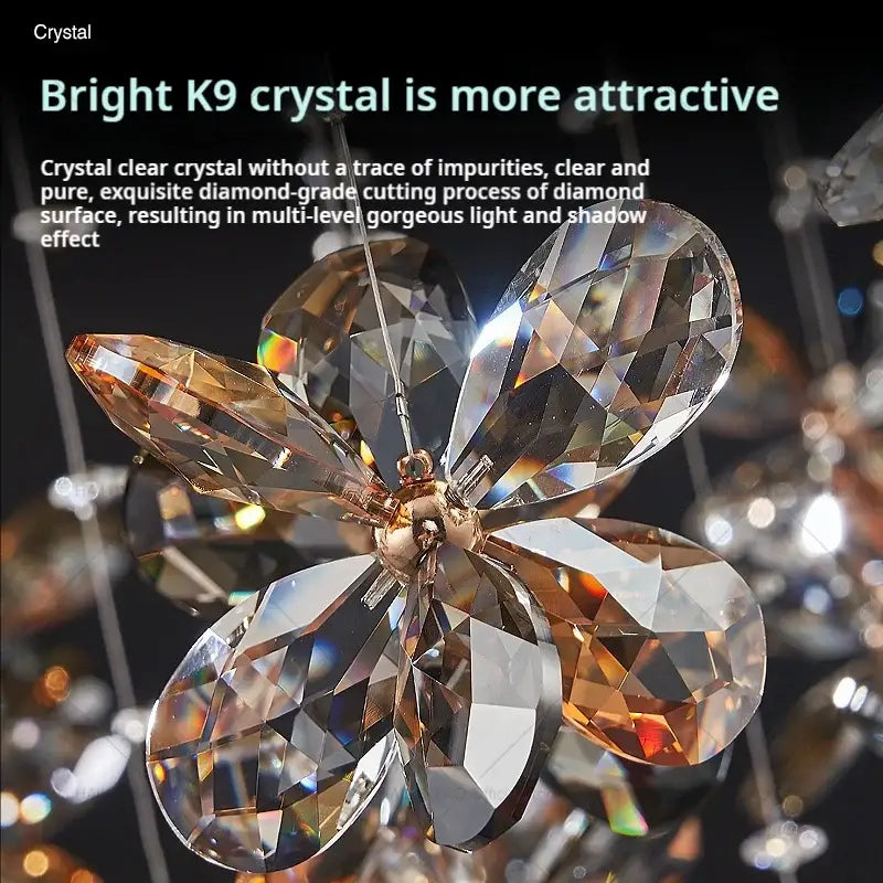 Postmodern gold decorbites crystal chandelier dining room butterfly light