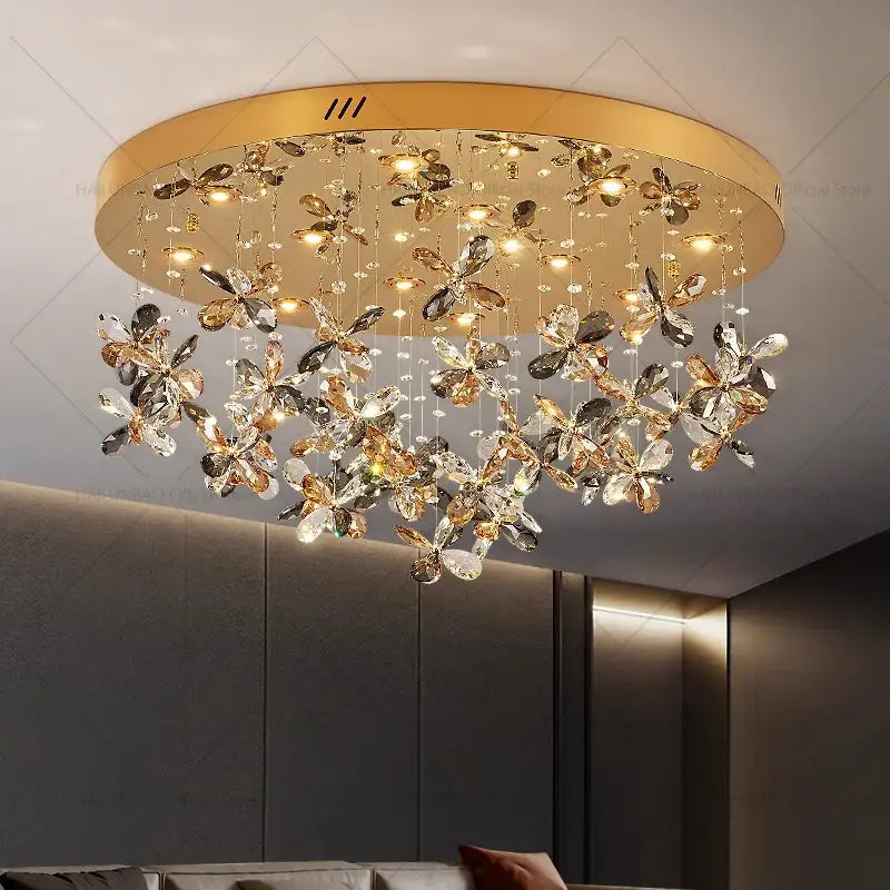 Postmodern gold decorbites crystal chandelier dining room butterfly light