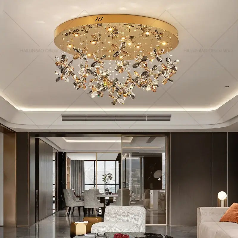 Postmodern gold decorbites crystal chandelier dining room butterfly light