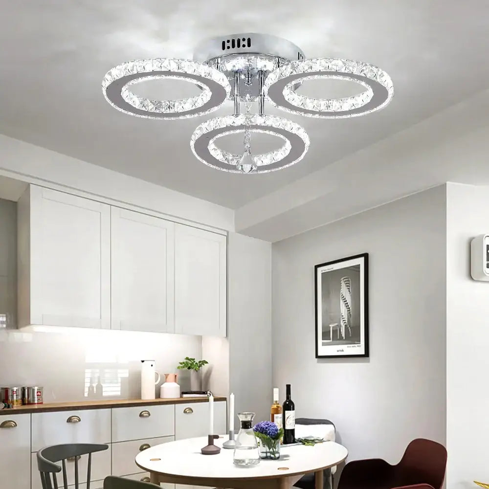 Modern gold decorbites crystal chandelier 3 ring living room light