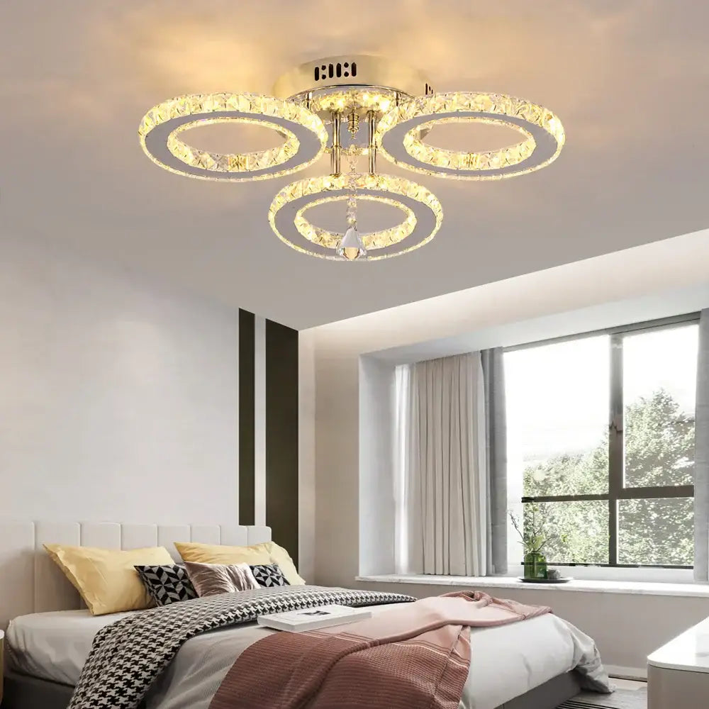 Modern gold decorbites crystal chandelier 3 ring living room light
