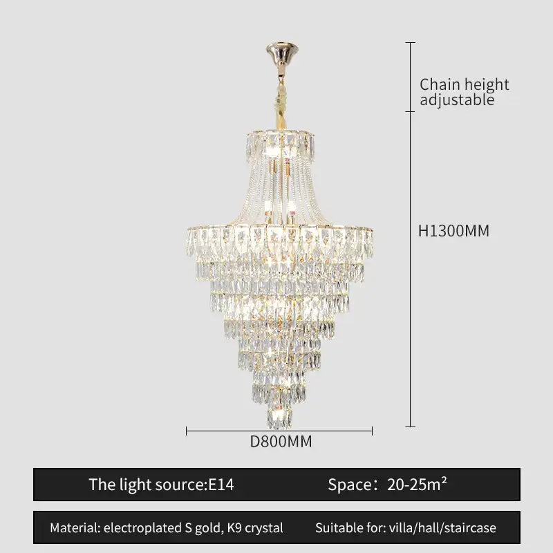 Elegant chrome multi tier crystal chandelier living room art