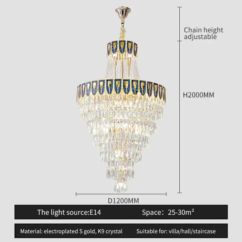 Elegant chrome multi tier crystal chandelier living room art