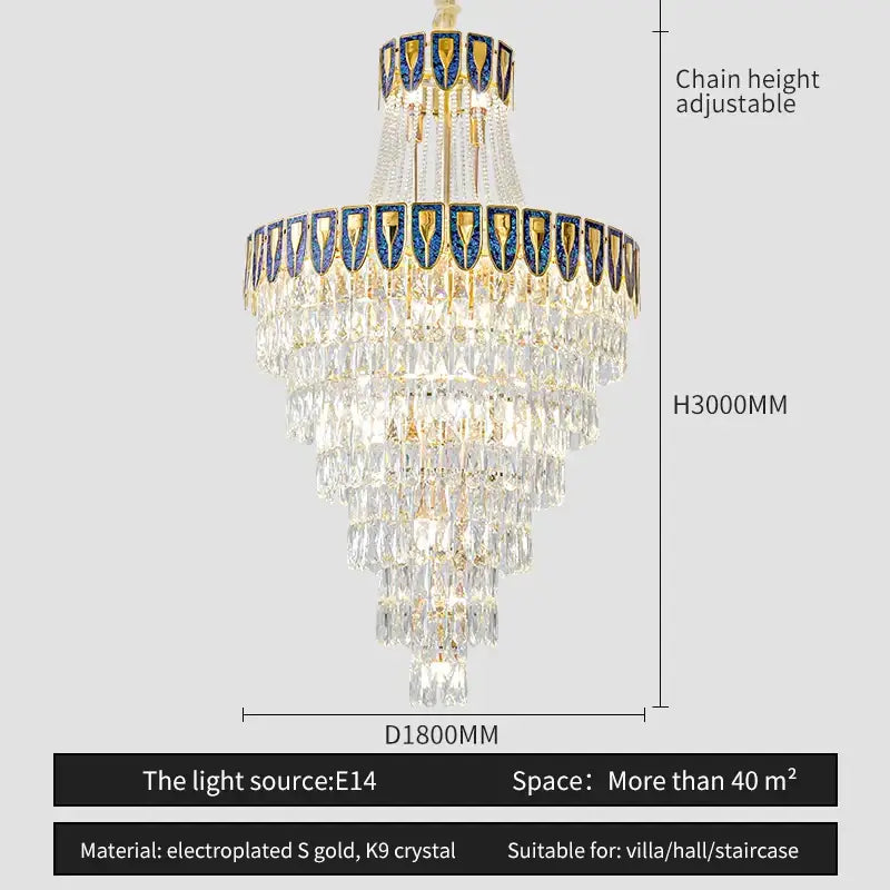 Elegant chrome multi tier crystal chandelier living room art