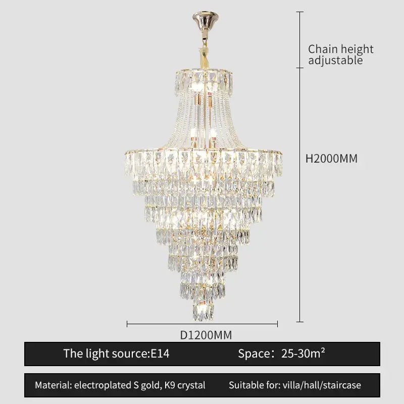 Elegant chrome multi tier crystal chandelier living room art