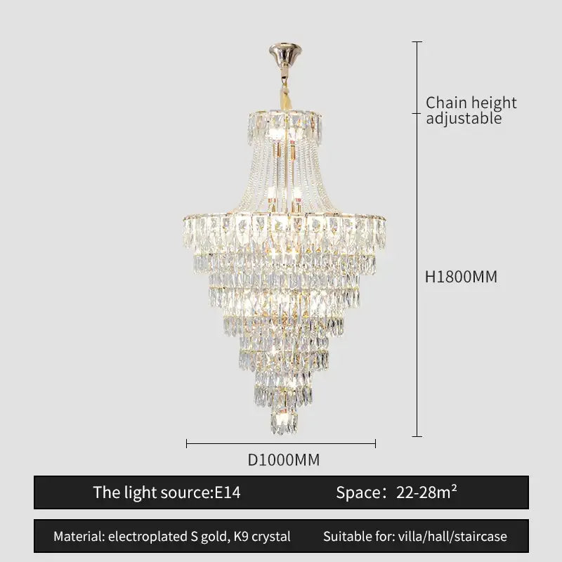 Elegant chrome multi tier crystal chandelier living room art